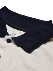 LV Summer Polo Shirt For Men-Off White Melange with Navy & Red Panel-BE870/BR13109