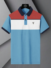 LV Summer Polo Shirt For Men-Sky with White & Coral Orange Panel-BE776/BR13023