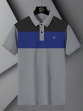 LV Summer Polo Shirt For Men-Slate Grey with Blue & Charcoal Panel-BE787/BR13034