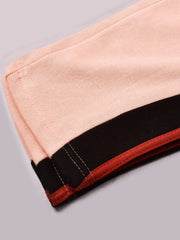 Louis Vicaci Fleece Zipper Tracksuit For Ladies Light Peach with Black Stripe-RT2119