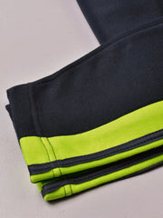 Louis Vicaci Fleece Zipper Tracksuit For Ladies Navy with Lime Green Stripe-RT2120