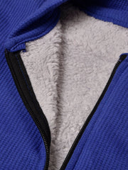 M&S Zipper Fur Bomber Jacket For Men-Royal Blue-SP06