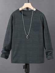 Maxx Crew Neck Long Sleeve Single Jersey Tee Shirt For Kids-Navy Melange-SP212