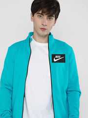 NK Fleece Zipper Mock Neck Jacket For Men Cyan Blue-SP314/RT2131