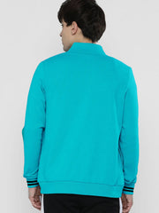 NK Fleece Zipper Mock Neck Jacket For Men Cyan Blue-SP314/RT2131