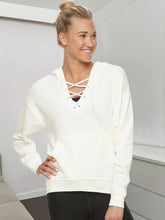 NK Terry Fleece Lace Up Hoodie For Ladies-Off White-BE192/BR990