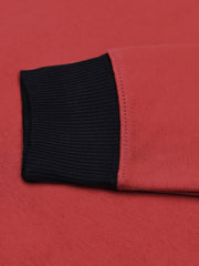 NK Fleece Funky Style Sweatshirt For Men-Coral Red with Black-BE2364
