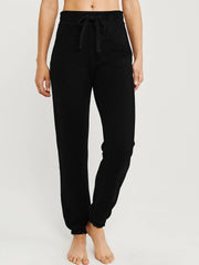 NK Terry Fleece Gathering Bottom Trouser For Ladies-Black-BE2190