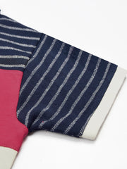 NXT Summer P.Q Polo Shirt For Kids-Off White with Pink & Dark Navy-BE938/BR13185