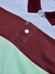 NXT Summer Polo Shirt For Men-Grey with Green & Maroon Stripe-BE710/BR12963