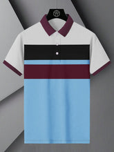 NXT Summer Polo Shirt For Men-Light Grey with Sky & Maroon-BE816/BR13057