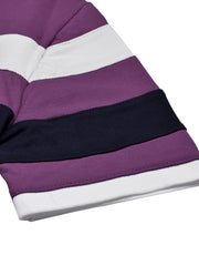 NXT Summer Polo Shirt For Men-Purple with Navy & White Stripe-BE723/BR12975