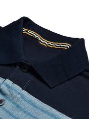 NXT Summer Polo Shirt For Men-Smoke Sky with Navy & Blue Stripe-BE705/BR12958