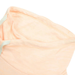 NYC Polo Terry Fleece Cowl Neck Hoodie For Ladies-Light Peach-SP259