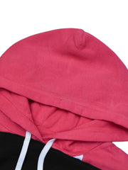 Next Fleece Pullover Hoodie For Men-Pink with Black Panel-BE188