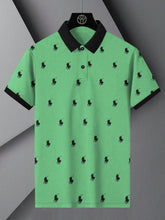 PRL Summer Polo Shirt For Men-Light Green with Allover Print-BE750/BR12998