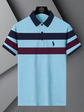 PRL Summer Polo Shirt For Men-Light Sky with Navy & Maroon Panel-BR13097
