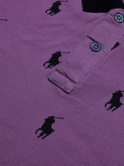 PRL Summer Polo Shirt For Men-Purple with Allover Print-BE749/BR12997