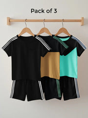 Pack Of 3 Summer T Shirt & Short Suit For Kids-BE3314/BR15752