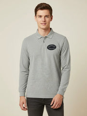 NXT Long Sleeve Polo Shirt For Men-Grey Melange-SP1895