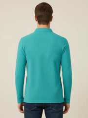 Louis Vicaci Long Sleeve P.Q Polo Shirt For Men-Cyan Blue-SP1765
