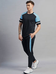 Louis Vicaci Summer Active Wear Tracksuit For Men-Navy with Sky Pannels-SP1744/RT2428