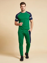 Louis Vicaci Summer Active Wear Tracksuit For Men-Green with Navy Panels-SP1787/RT2437