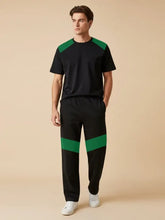 Louis Vicaci Summer Active Wear Tracksuit For Men-Black with Green Panels-SP1835/RT2453