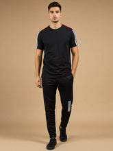 Louis Vicaci Summer Active Wear Tracksuit For Men-Black with white & Red Stripes-SP1953/RT2492