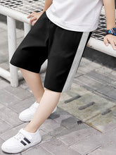 Next Single Jersey Short For Kids-Black With Grey Melange Stripes-RT2510