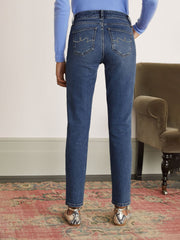 Stookers Straight Fit Stretch Denim For Ladies-Dark Blue-BR148