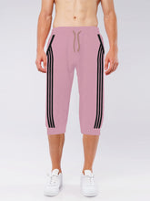 Summer Jersey Slim Fit Bermuda Short For Men-Light Purple with Stripes-BE994/BR13238