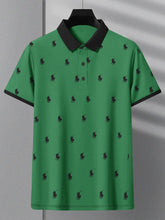 PRL Summer Polo Shirt For Men-Green with Allover Print-BE679/BR12932