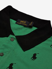 PRL Summer Polo Shirt For Men-Green with Allover Print-BE679/BR12932