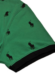 PRL Summer Polo Shirt For Men-Green with Allover Print-BE679/BR12932