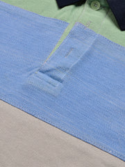 NXT Summer Polo Shirt For Men-Grey with Sky & Green Panel-BE689/BR12942