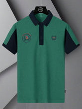 LV Summer Polo Shirt For Men-Dark Cyan Green Melange & Dark Navy-w