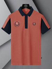 LV Summer Polo Shirt For Men-Carrot Red & Dark Navy-SP1546/RT2366