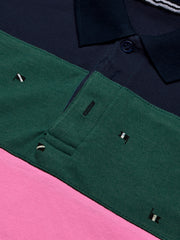 NXT Summer Polo Shirt For Men-Pink with Navy & Green-BE685/BR12938