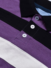 NXT Summer Polo Shirt For Men-Purple Melange & Navy-BE684/BR12937