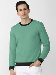 TNF Fleece Funky Style Sweatshirt For Men-Light Green with Black-BE2407