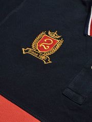 U.S Polo Assn. Summer Polo Shirt For Men-Navy with Coral Orange & White Panel-BE782/BR13029