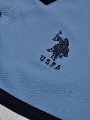U.S Polo Assn. Summer Polo Shirt For Men-Sky with Navy & White Panel-BE882/BR13120