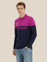 U.S.P.A Long Sleeve Polo Shirt For Men-Dark Pink & Navy-USP01