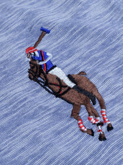 US POLO ASSN Single Jersey Long Sleeve Tee Shirt For Kids-Blue & Charcoal Melange-BE1156