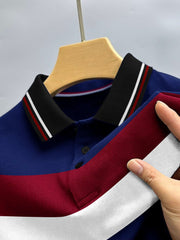 LV Summer Dry Fit Polo Shirt For Men-Dark Blue with Stripe-BE1665/BR13892