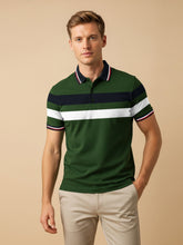 LV Summer Dry Fit Polo Shirt For Men-Green with Stripe-BE1564/BR13780