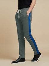 Summer Single Jersey Slim Fit Trouser For Men-Slate Grey With Navy Melange Stripes-SP161/RT2105