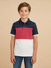 NXT Summer P.Q Polo Shirt For Kids-Off White with Pink & Dark Navy-BE938/BR13185