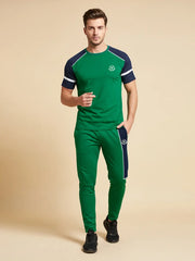 Louis Vicaci Summer Active Wear Tracksuit For Men-Green with Navy Panels-SP1787/RT2437